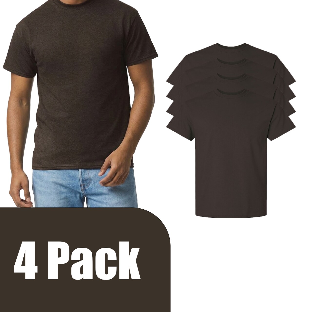 Gildan Ultra Cotton Short Sleeve Tee Pack for Heat Transfer, Dark Chocolate Crewneck T-Shirt Custom Printing